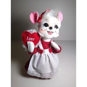 ANNALEE Love Heart Valentines Fancy Dressed White Female Mouse Doll 7.5"